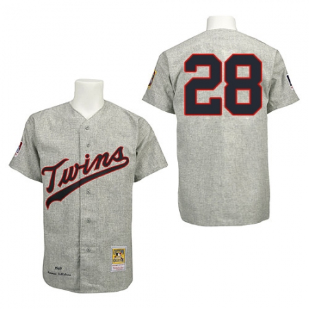 Men's Mitchell and Ness 1969 Minnesota Twins #28 Bert Blyleven Authentic Grey Throwback MLB Jersey