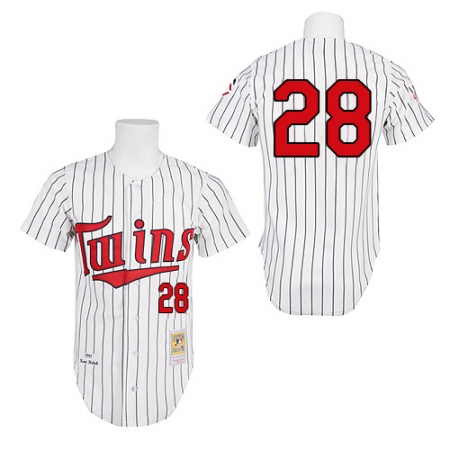 Men's Mitchell and Ness 1991 Minnesota Twins #28 Bert Blyleven Authentic White Throwback MLB Jersey