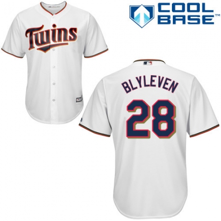 Youth Majestic Minnesota Twins #28 Bert Blyleven Authentic White Home Cool Base MLB Jersey