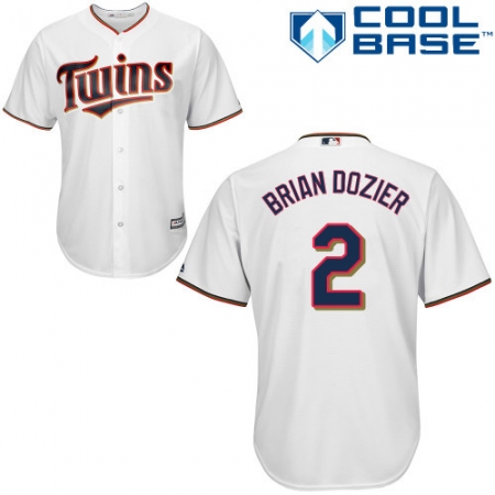 Men's Majestic Minnesota Twins #2 Brian Dozier Replica White Home Cool Base MLB Jersey