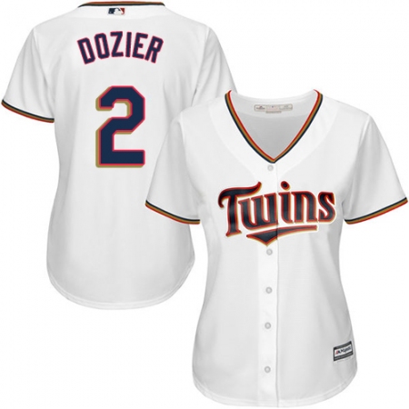 Women's Majestic Minnesota Twins #2 Brian Dozier Replica White Home Cool Base MLB Jersey