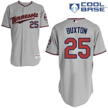 Men's Majestic Minnesota Twins #25 Byron Buxton Authentic Grey Road Cool Base MLB Jersey