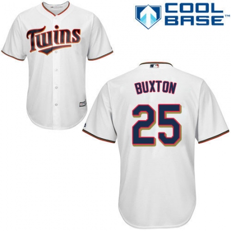 Men's Majestic Minnesota Twins #25 Byron Buxton Replica White Home Cool Base MLB Jersey