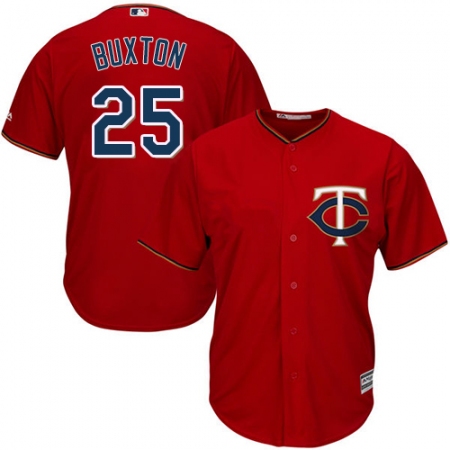 Youth Majestic Minnesota Twins #25 Byron Buxton Replica Scarlet Alternate Cool Base MLB Jersey