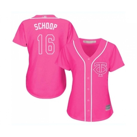 Women's Minnesota Twins #16 Jonathan Schoop Replica Pink Fashion Cool Base Baseball Jersey