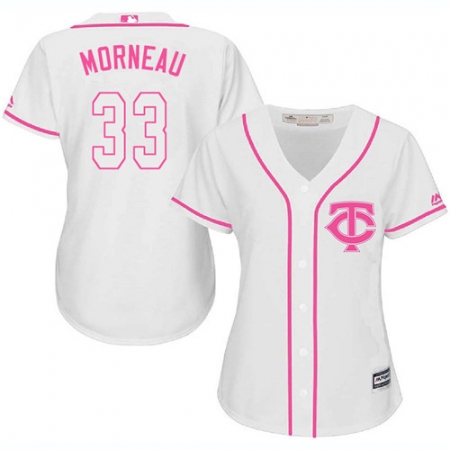 Women's Majestic Minnesota Twins #33 Justin Morneau Authentic White Fashion Cool Base MLB Jersey