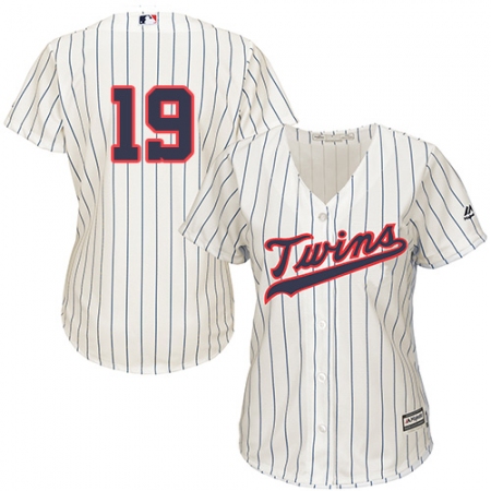 Women's Majestic Minnesota Twins #19 Kennys Vargas Authentic Cream Alternate Cool Base MLB Jersey