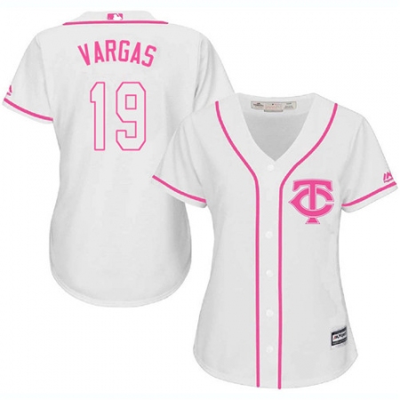 Women's Majestic Minnesota Twins #19 Kennys Vargas Authentic White Fashion Cool Base MLB Jersey
