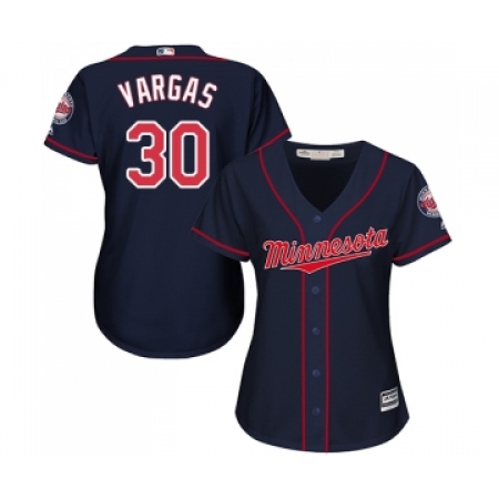 Women's Minnesota Twins #30 Kennys Vargas Replica Navy Blue Alternate Road Cool Base Baseball Jersey