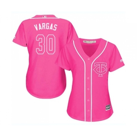 Women's Minnesota Twins #30 Kennys Vargas Replica Pink Fashion Cool Base Baseball Jersey