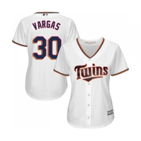 Women's Minnesota Twins #30 Kennys Vargas Replica White Home Cool Base Baseball Jersey