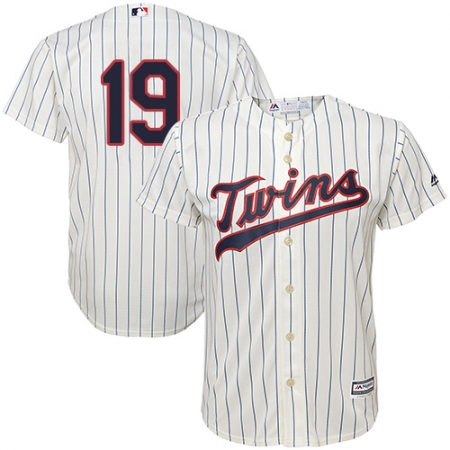 Youth Majestic Minnesota Twins #19 Kennys Vargas Authentic Cream Alternate Cool Base MLB Jersey