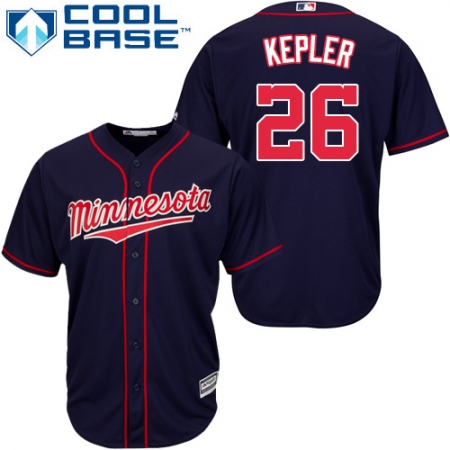 Youth Majestic Minnesota Twins #26 Max Kepler Authentic Navy Blue Alternate Road Cool Base MLB Jersey