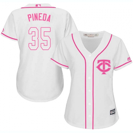 Women's Majestic Minnesota Twins #35 Michael Pineda Authentic White Fashion Cool Base MLB Jersey