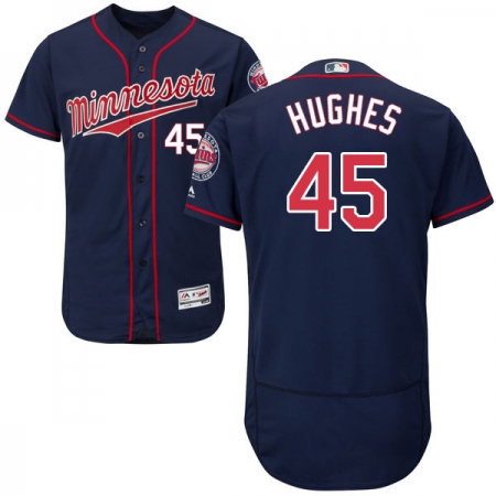 Men's Majestic Minnesota Twins #45 Phil Hughes Authentic Navy Blue Alternate Flex Base Authentic Collection MLB Jersey