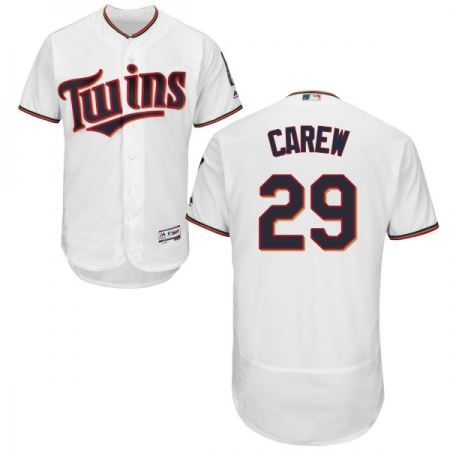 Men's Majestic Minnesota Twins #29 Rod Carew White Home Flex Base Authentic Collection MLB Jersey